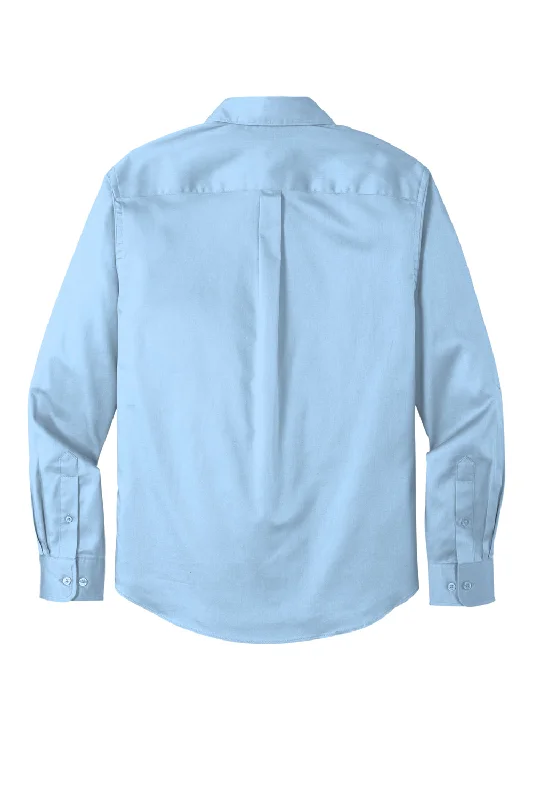 Port Authority Mens SuperPro Wrinkle Resistant React Long Sleeve Button Down Shirt w/ Pocket - Cloud Blue