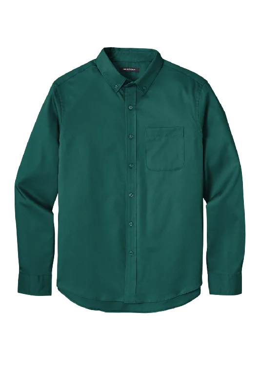 Port Authority Mens SuperPro Wrinkle Resistant React Long Sleeve Button Down Shirt w/ Pocket - Marine Green