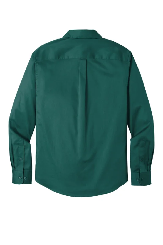 Port Authority Mens SuperPro Wrinkle Resistant React Long Sleeve Button Down Shirt w/ Pocket - Marine Green