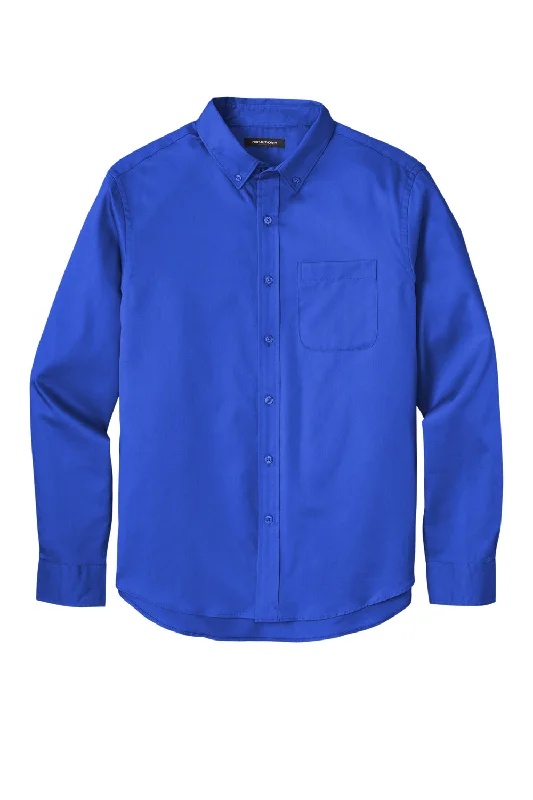 Port Authority Mens SuperPro Wrinkle Resistant React Long Sleeve Button Down Shirt w/ Pocket - True Royal Blue