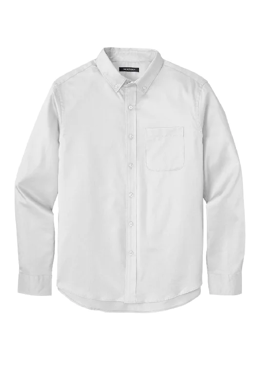 Port Authority Mens SuperPro Wrinkle Resistant React Long Sleeve Button Down Shirt w/ Pocket - White