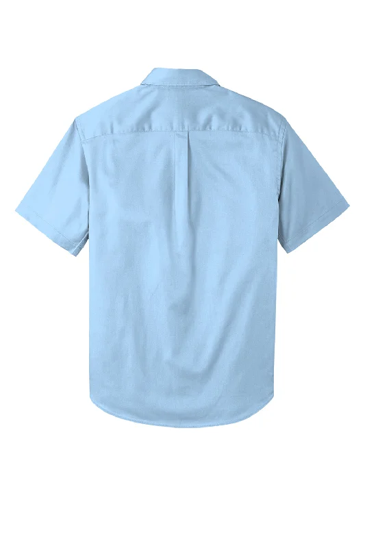 Port Authority Mens SuperPro Wrinkle Resistant React Short Sleeve Button Down Shirt w/ Pocket - Cloud Blue