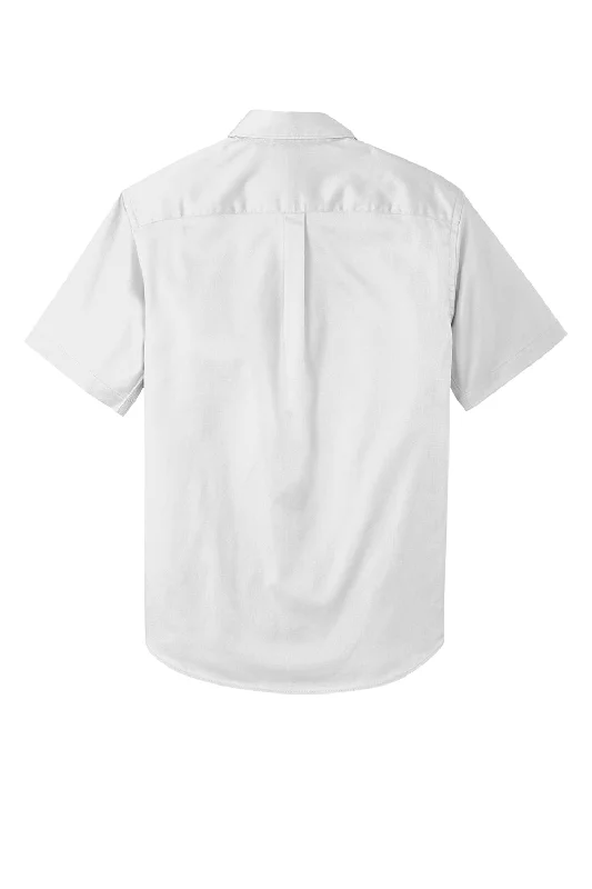 Port Authority Mens SuperPro Wrinkle Resistant React Short Sleeve Button Down Shirt w/ Pocket - White