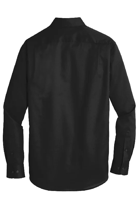 Port Authority Mens SuperPro Wrinkle Resistant Long Sleeve Button Down Shirt w/ Pocket - Black