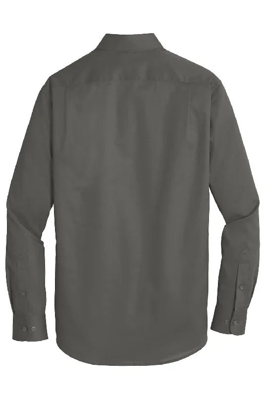 Port Authority Mens SuperPro Wrinkle Resistant Long Sleeve Button Down Shirt w/ Pocket - Sterling Grey