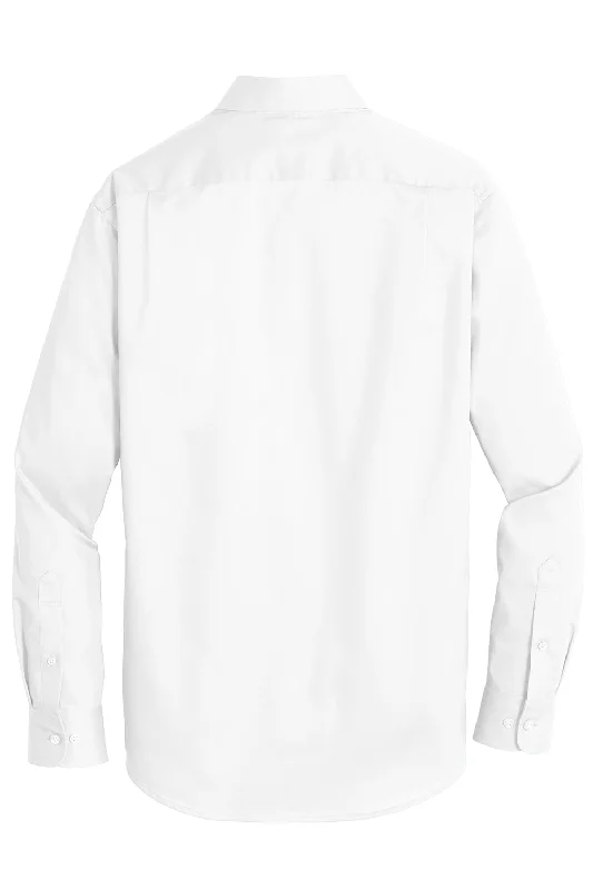 Port Authority Mens SuperPro Wrinkle Resistant Long Sleeve Button Down Shirt w/ Pocket - White