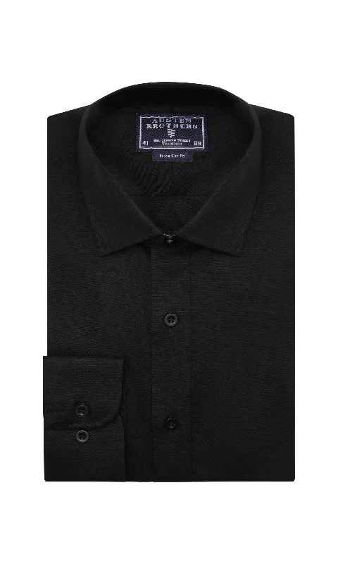 READY MADE - Black Poplin Pure Cotton Button Cuff