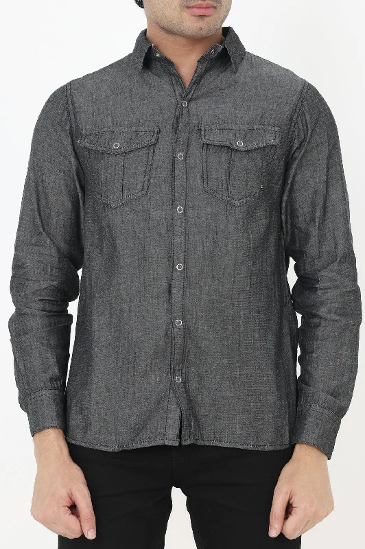 ALMAS DENIM SHIRT-BLACK