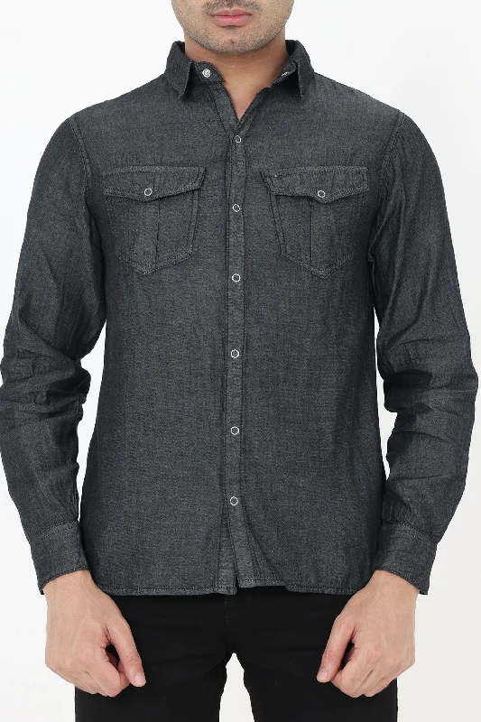 ALMAS DENIM SHIRT-CHARCOAL