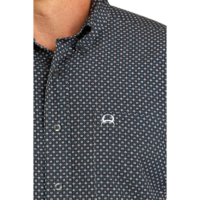 Cinch Men's Navy Geo Print Long Sleeve