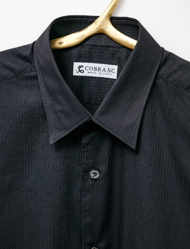 Model 1 Shirt Black Jacquard Stripe