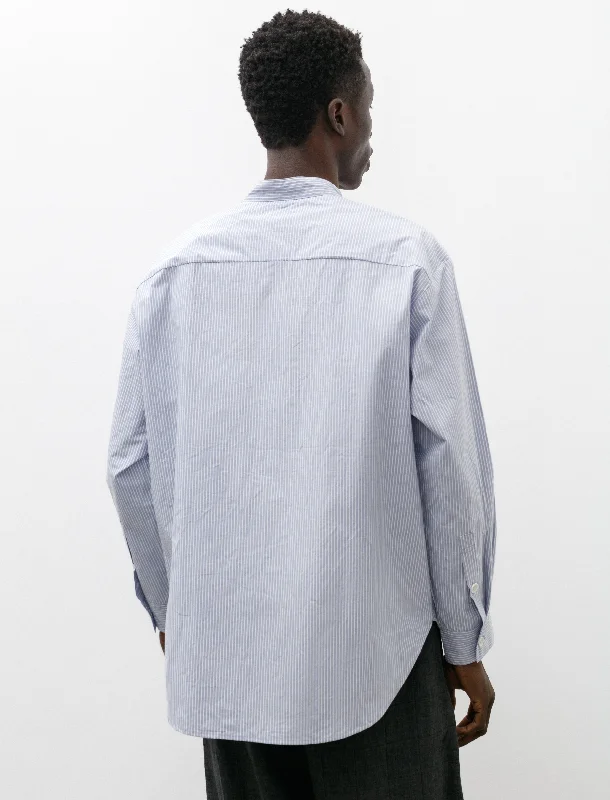 Popover Shirt Organic Cotton Stripe Light Blue