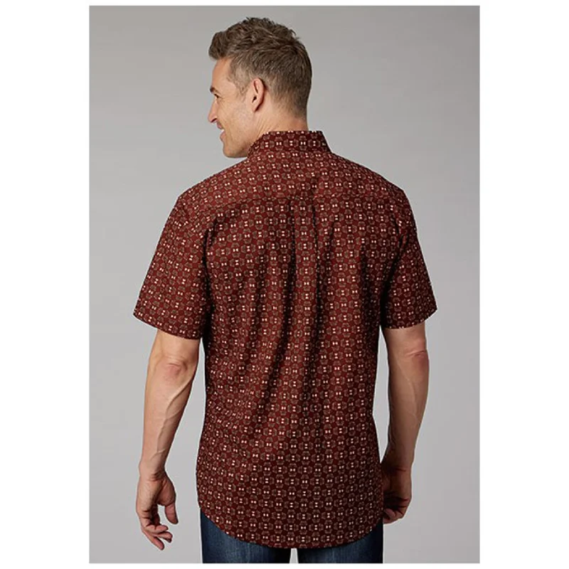 Roper Men's Red Geo Print Short Sleeve