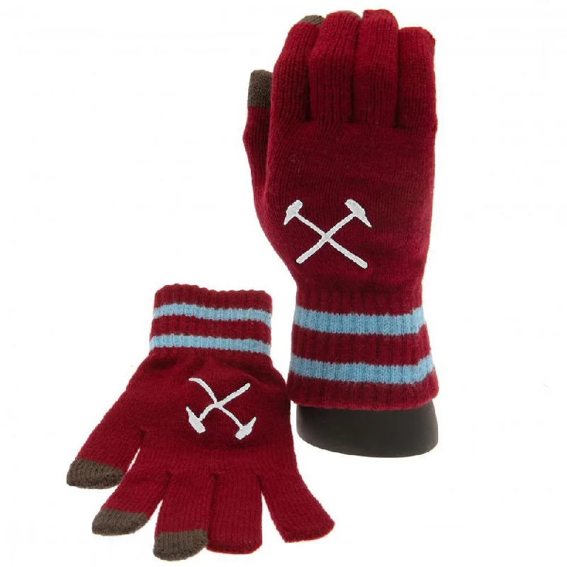 West Ham United FC Childrens/Kids Knitted Crest Touch Gloves