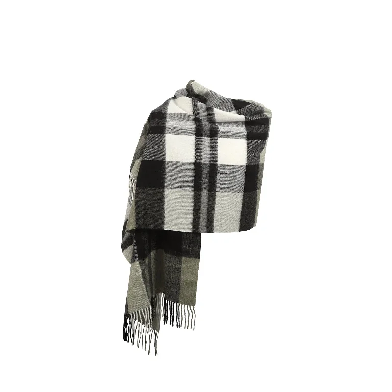 90/10 Tartan Cashmere Blanket Scarf  Exploded Olive