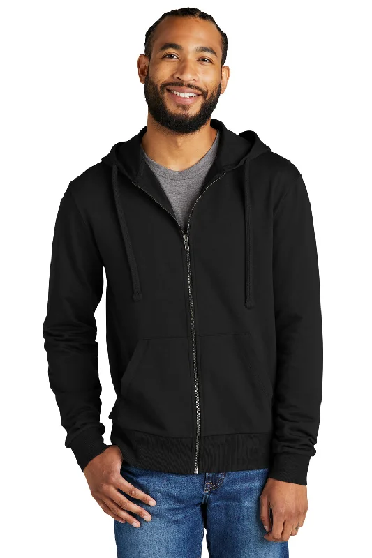 Allmade Mens Organic French Terry Full Zip Hooded Sweatshirt Hoodie - Deep Black