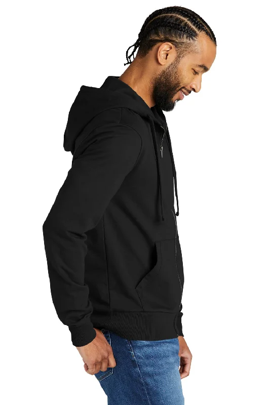 Allmade Mens Organic French Terry Full Zip Hooded Sweatshirt Hoodie - Deep Black