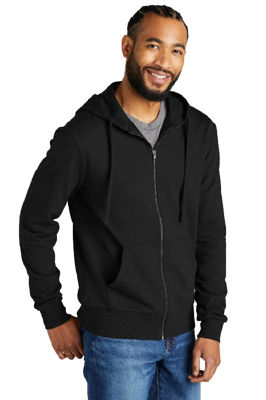 Allmade Mens Organic French Terry Full Zip Hooded Sweatshirt Hoodie - Deep Black