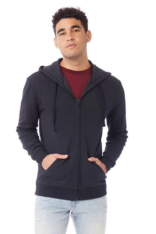 Alternative Mens Eco Cozy Fleece Full Zip Hooded Sweatshirt Hoodie - Black