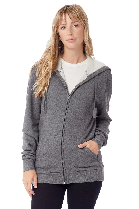 Alternative Mens Eco Cozy Fleece Full Zip Hooded Sweatshirt Hoodie - Heather Dark Grey