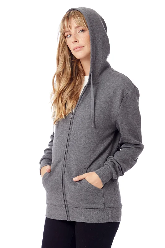 Alternative Mens Eco Cozy Fleece Full Zip Hooded Sweatshirt Hoodie - Heather Dark Grey