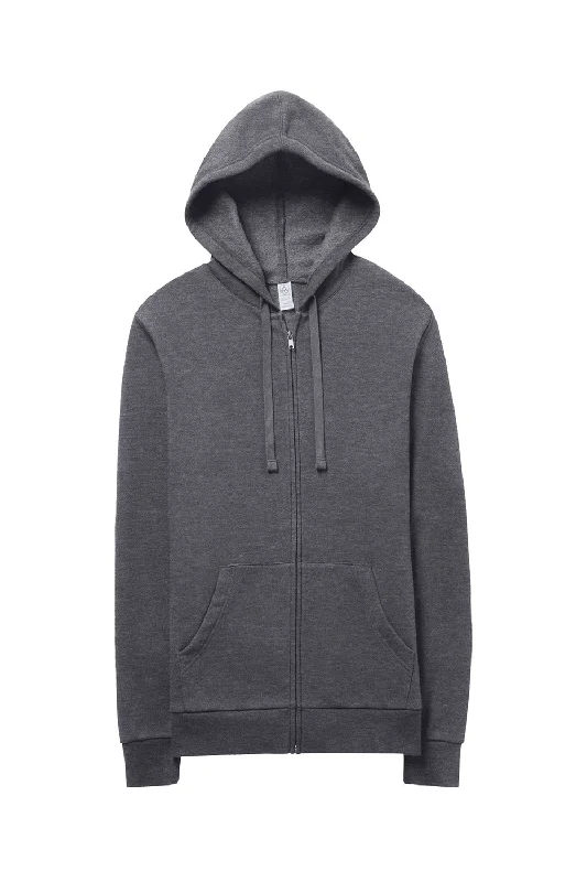 Alternative Mens Eco Cozy Fleece Full Zip Hooded Sweatshirt Hoodie - Heather Dark Grey