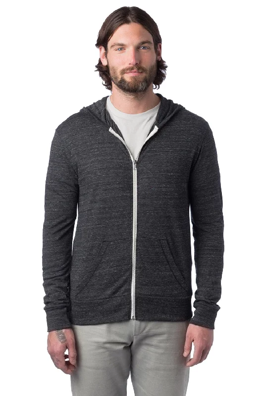 Alternative Mens Eco Jersey Full Zip Hooded Sweatshirt Hoodie - Eco Black