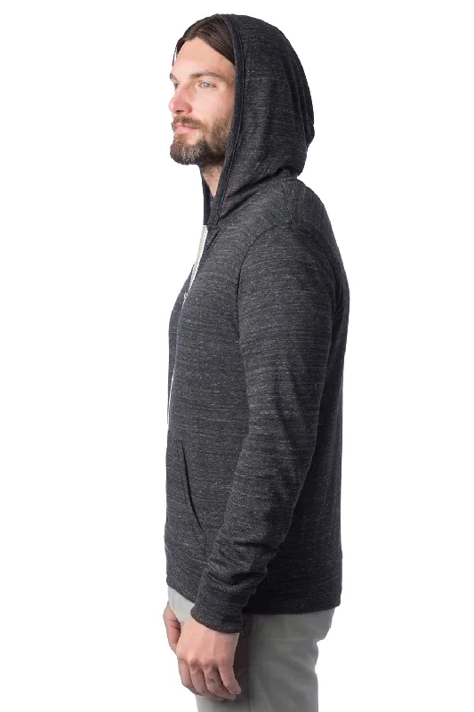 Alternative Mens Eco Jersey Full Zip Hooded Sweatshirt Hoodie - Eco Black