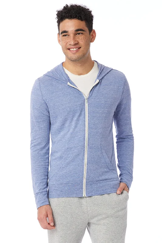 Alternative Mens Eco Jersey Full Zip Hooded Sweatshirt Hoodie - Eco Pacific Blue