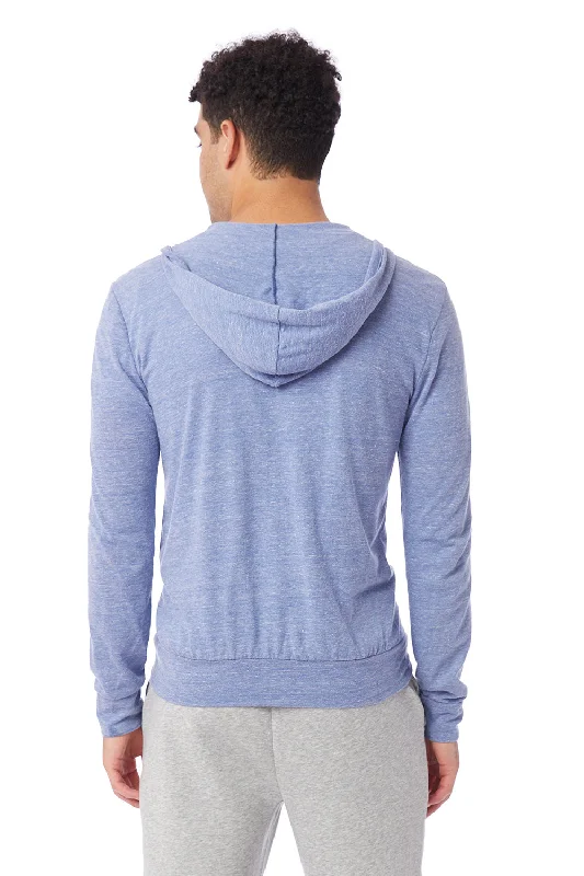 Alternative Mens Eco Jersey Full Zip Hooded Sweatshirt Hoodie - Eco Pacific Blue