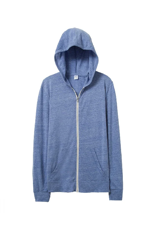 Alternative Mens Eco Jersey Full Zip Hooded Sweatshirt Hoodie - Eco Pacific Blue