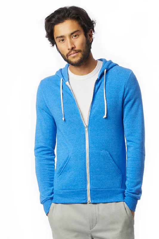 Alternative Mens Rocky Eco Fleece Full Zip Hooded Sweatshirt Hoodie - Eco True Pacific Blue