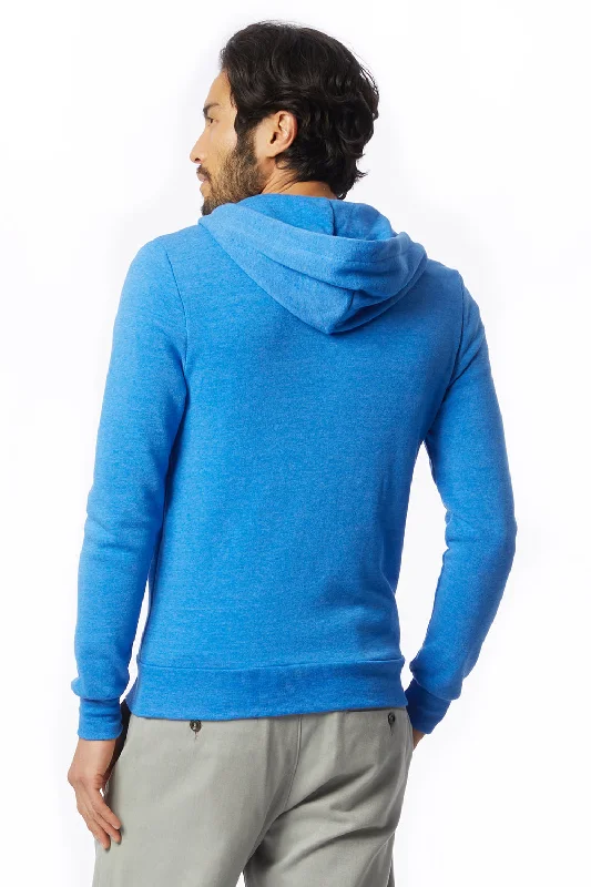 Alternative Mens Rocky Eco Fleece Full Zip Hooded Sweatshirt Hoodie - Eco True Pacific Blue