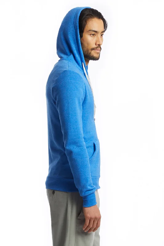 Alternative Mens Rocky Eco Fleece Full Zip Hooded Sweatshirt Hoodie - Eco True Pacific Blue