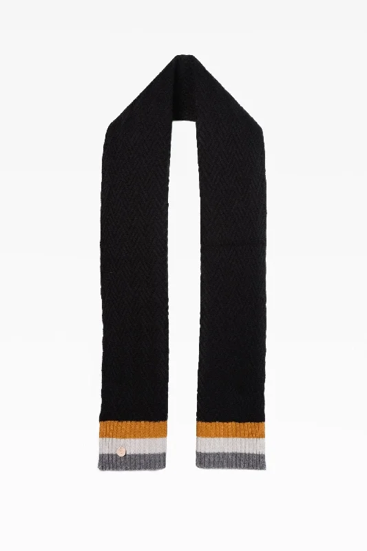 Andie Stripe Cashmere Scarf in Black Mix