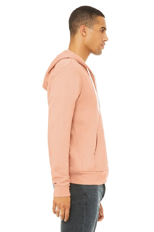 Bella + Canvas Mens Fleece Full Zip Hooded Sweatshirt Hoodie - Peach