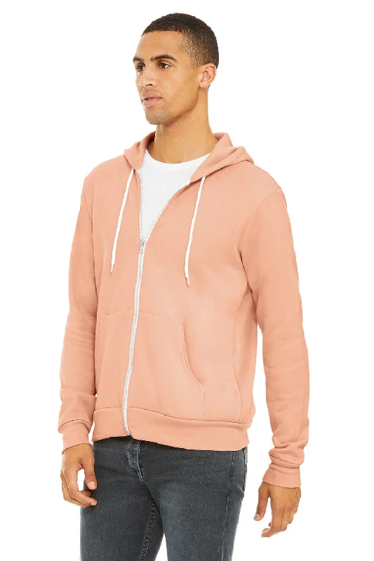 Bella + Canvas Mens Fleece Full Zip Hooded Sweatshirt Hoodie - Peach