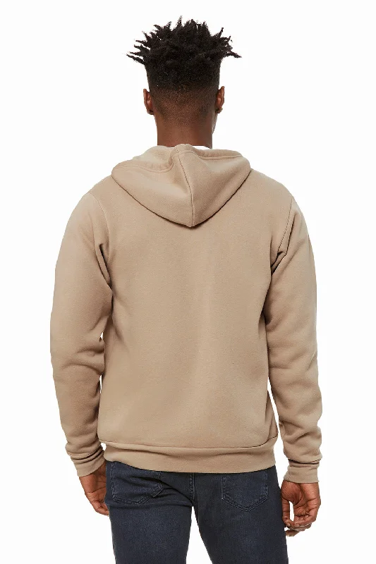 Bella + Canvas Mens Fleece Full Zip Hooded Sweatshirt Hoodie - Tan