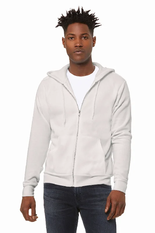 Bella + Canvas Mens Fleece Full Zip Hooded Sweatshirt Hoodie - Vintage White