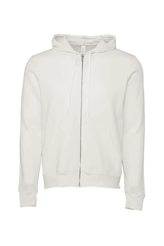 Bella + Canvas Mens Fleece Full Zip Hooded Sweatshirt Hoodie - Vintage White