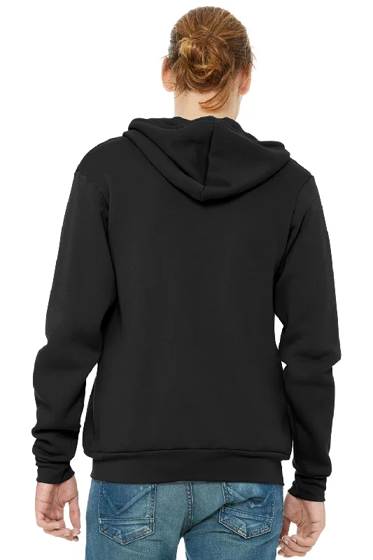 Bella + Canvas Mens Fleece Full Zip Hooded Sweatshirt Hoodie - Black