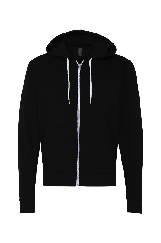 Bella + Canvas Mens Fleece Full Zip Hooded Sweatshirt Hoodie - Black