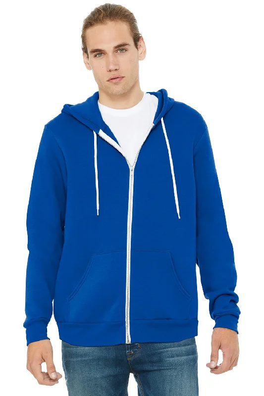 Bella + Canvas Mens Fleece Full Zip Hooded Sweatshirt Hoodie - True Royal Blue