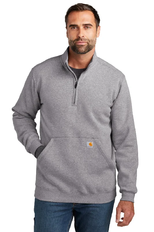 Carhartt Mens 1/4 Zip Sweatshirt - Heather Grey