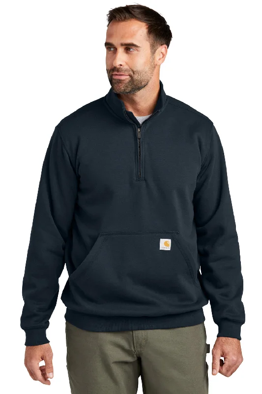 Carhartt Mens 1/4 Zip Sweatshirt - New Navy Blue