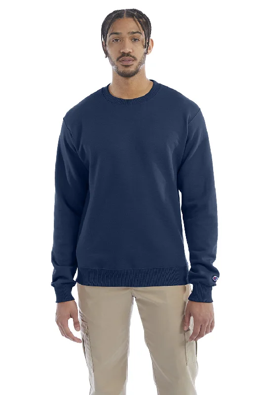 Champion Mens Double Dry Eco Moisture Wicking Fleece Crewneck Sweatshirt - Late Night Blue