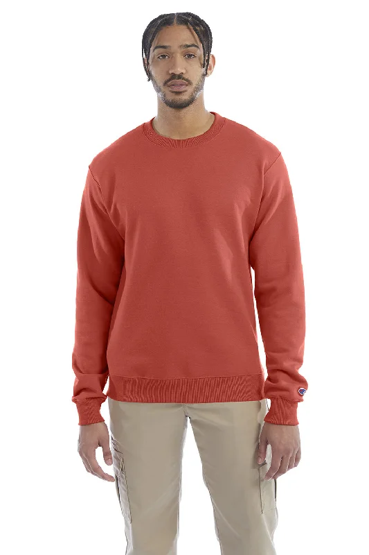 Champion Mens Double Dry Eco Moisture Wicking Fleece Crewneck Sweatshirt - Red River Clay