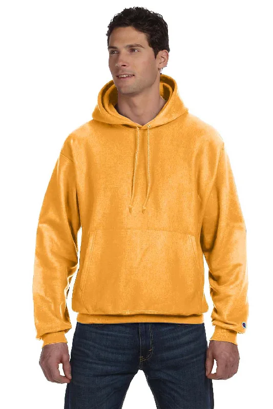 Champion Mens Shrink Resistant Hooded Sweatshirt Hoodie - Gold