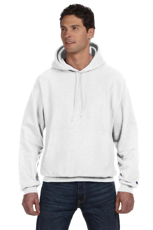 Champion Mens Shrink Resistant Hooded Sweatshirt Hoodie - White