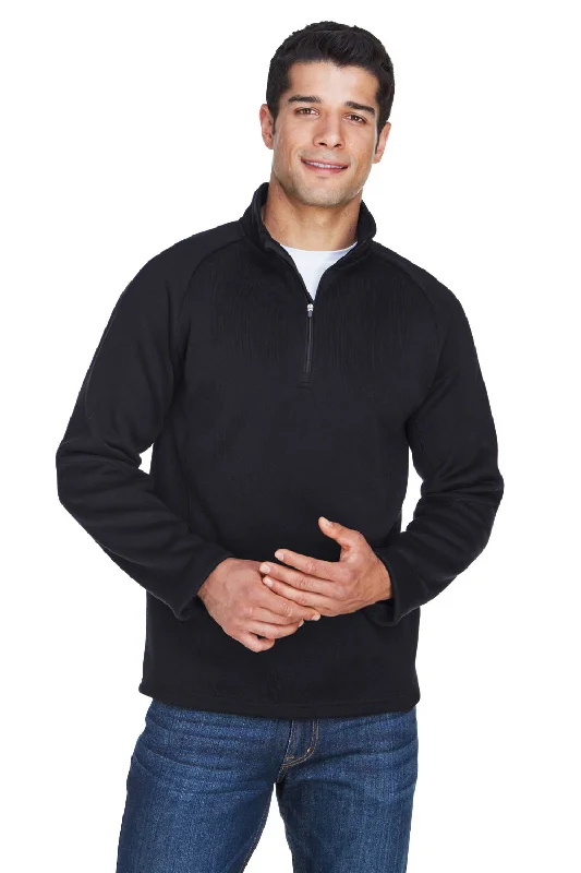 Devon & Jones Mens Bristol Pill Resistant Sweater Fleece 1/4 Zip Sweatshirt - Black